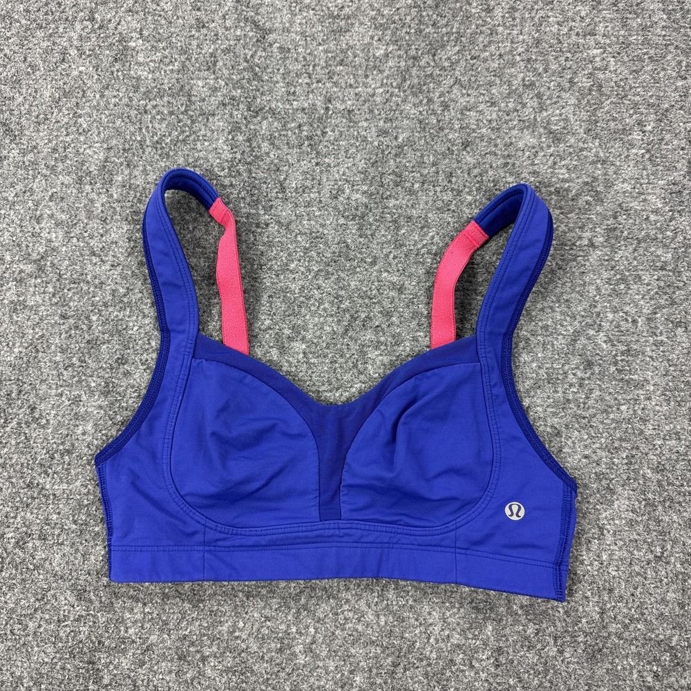 Lululemon‎ Sports Bra Womens 32C Blue Adjustable Straps Back Yoga Gym Athletic